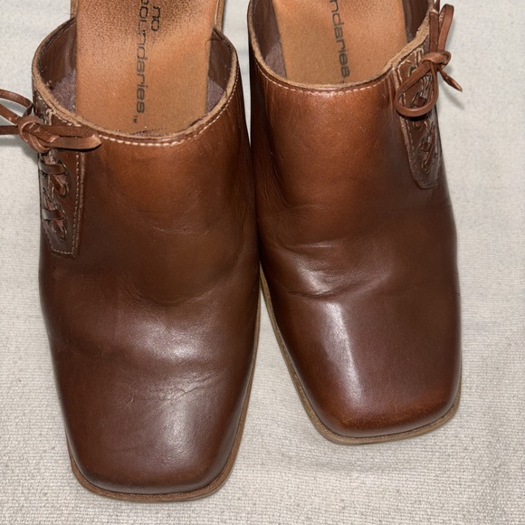 Vintage No Boundaries Brown Leather Heeled Clogs Coastal Cowgirl Boho Y2K Sz 8.5 - Picture 2 of 12